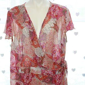 #345 Lane Bryant Multicolored Patterned Short-Sleeve Blouse Size 18/20